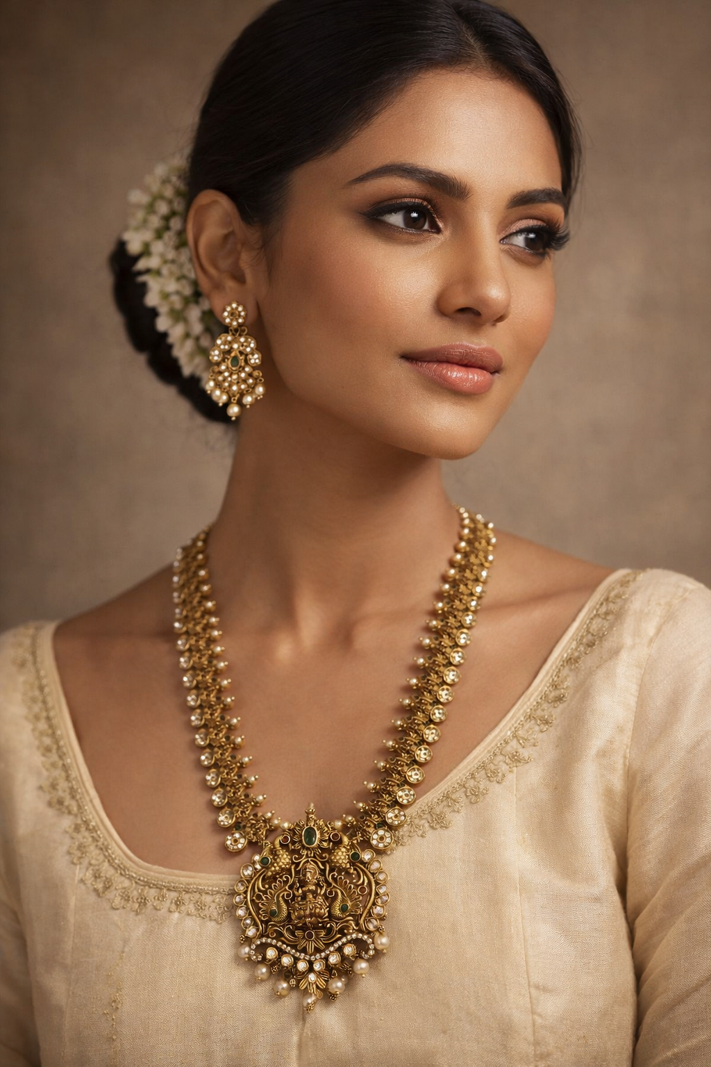 Antique Gold Lakshmi Long Haram