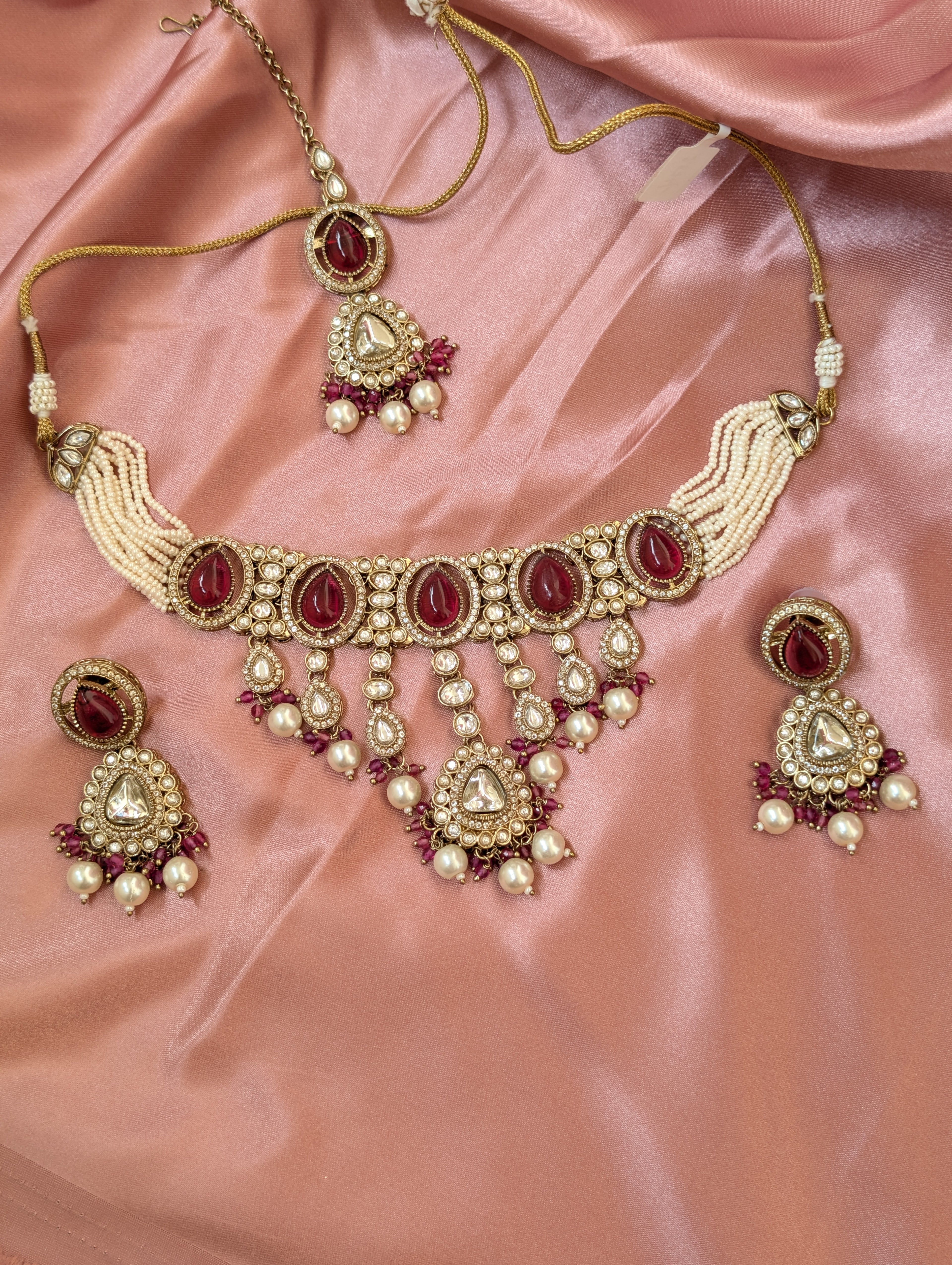 Ruby Pearl Choker Set