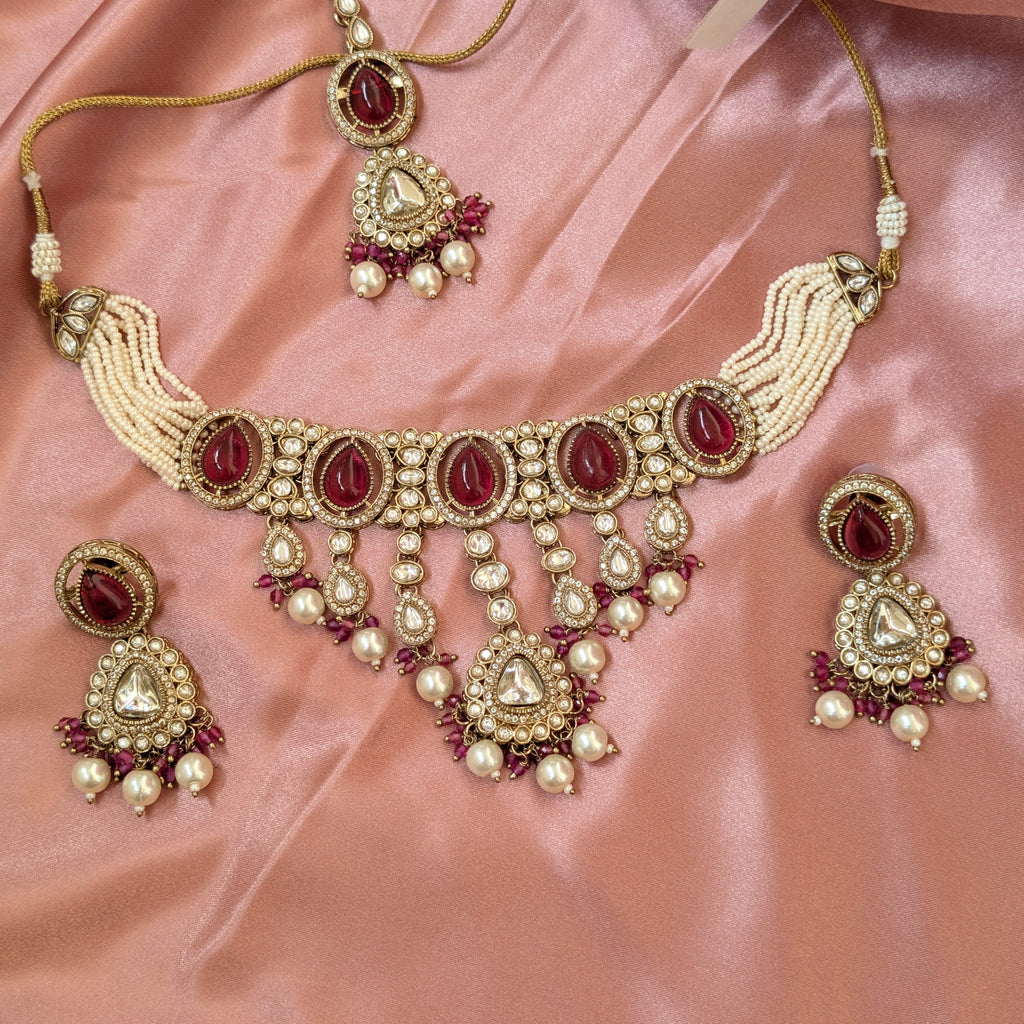 Ruby Pearl Choker Set