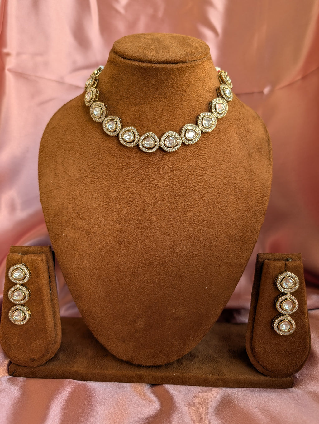 Polki Kundan Necklace Set with Statement Earrings