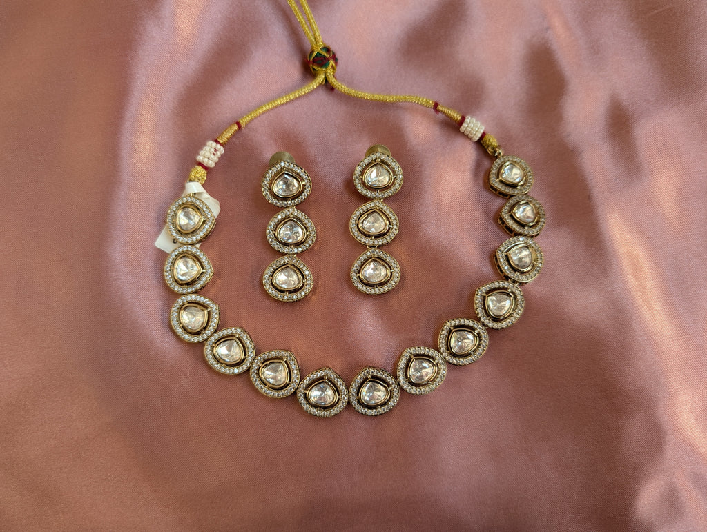 Polki Kundan Necklace Set with Statement Earrings