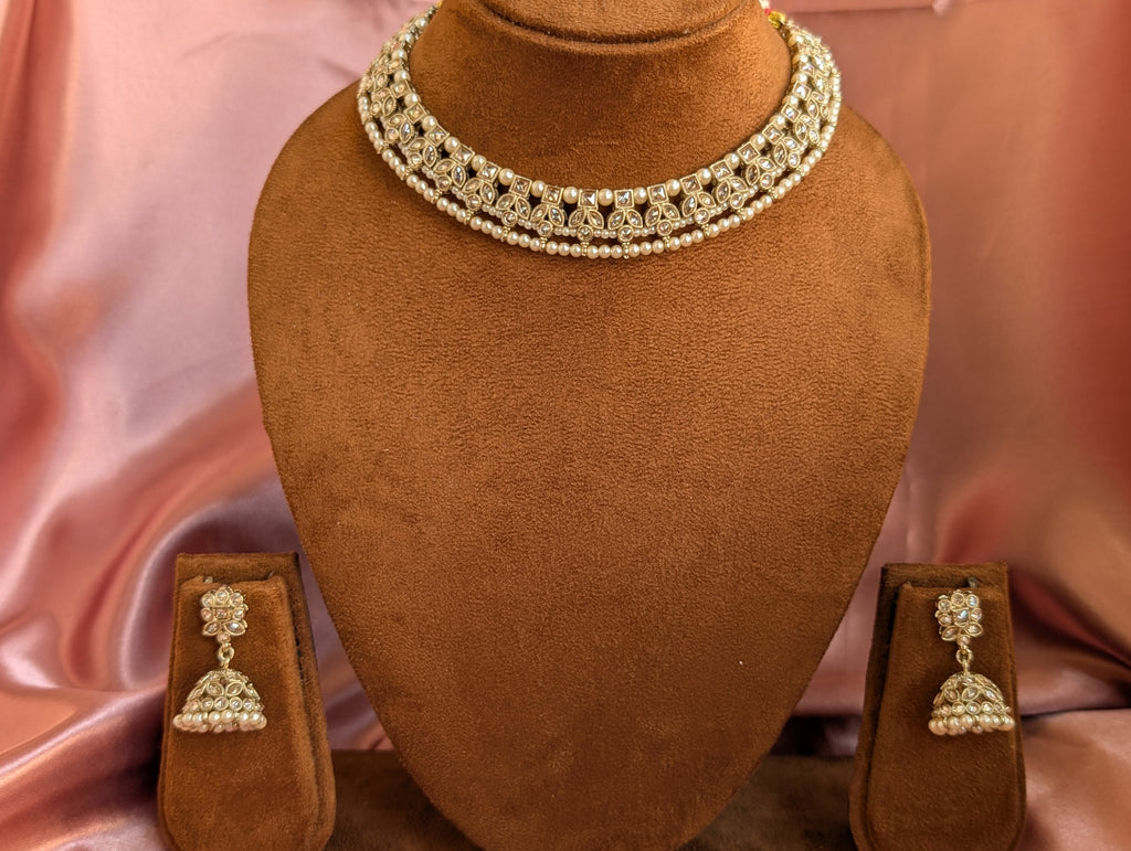Royal Kundan Pearl Choker Necklace Set for Women