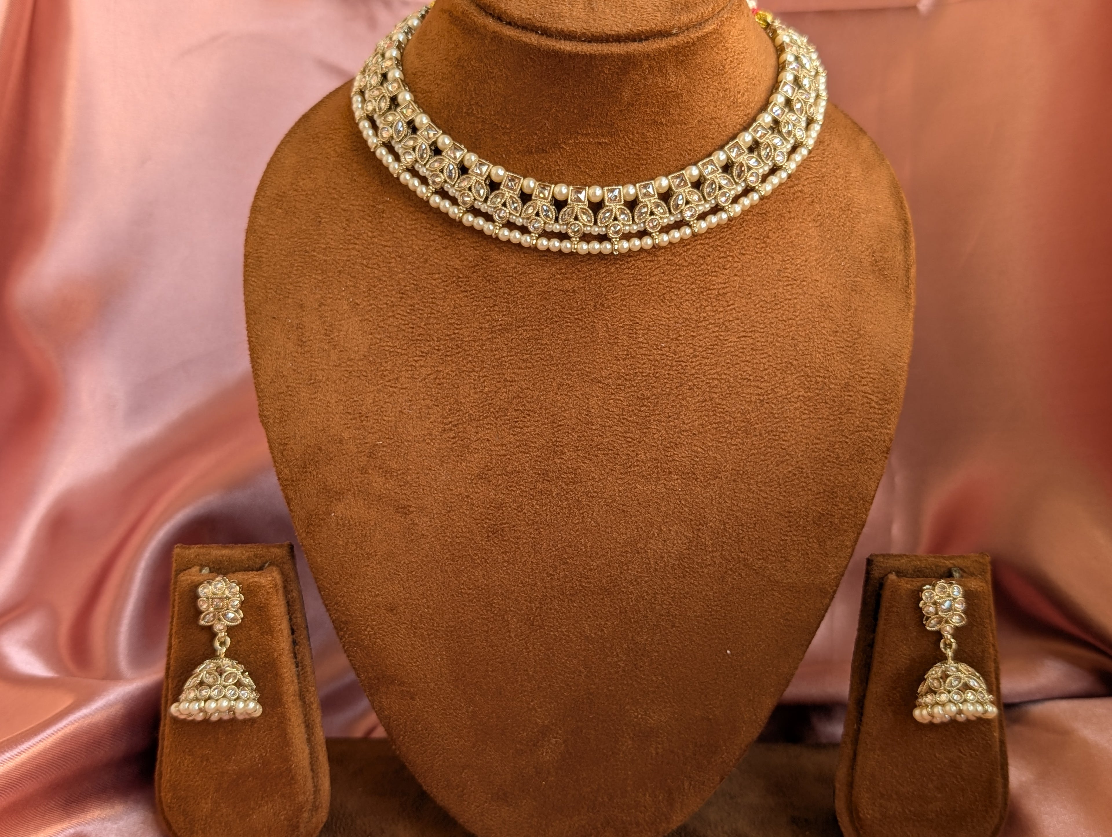 Royal Kundan Pearl Choker Necklace Set for Women