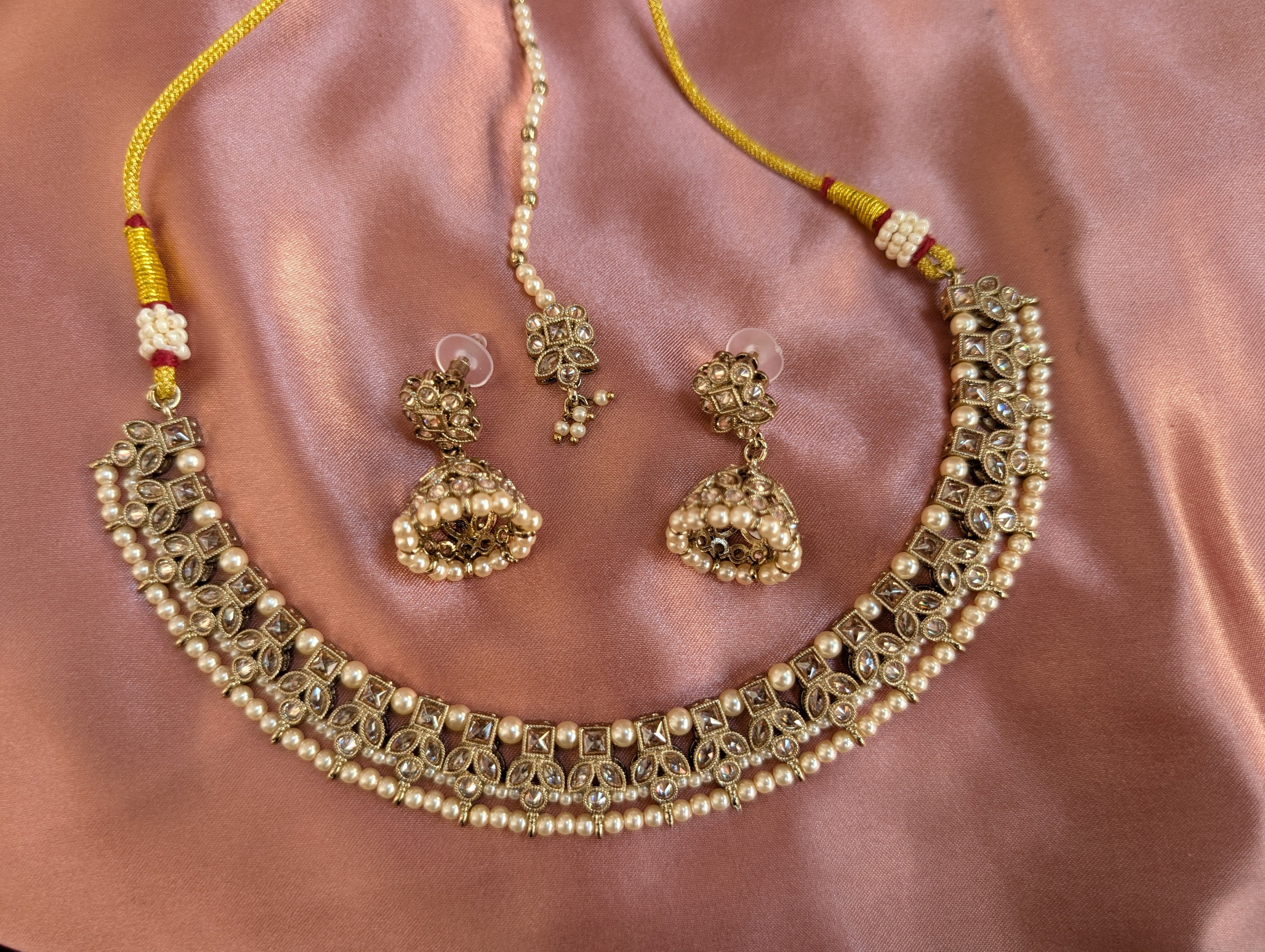 Royal Kundan Pearl Choker Necklace Set for Women