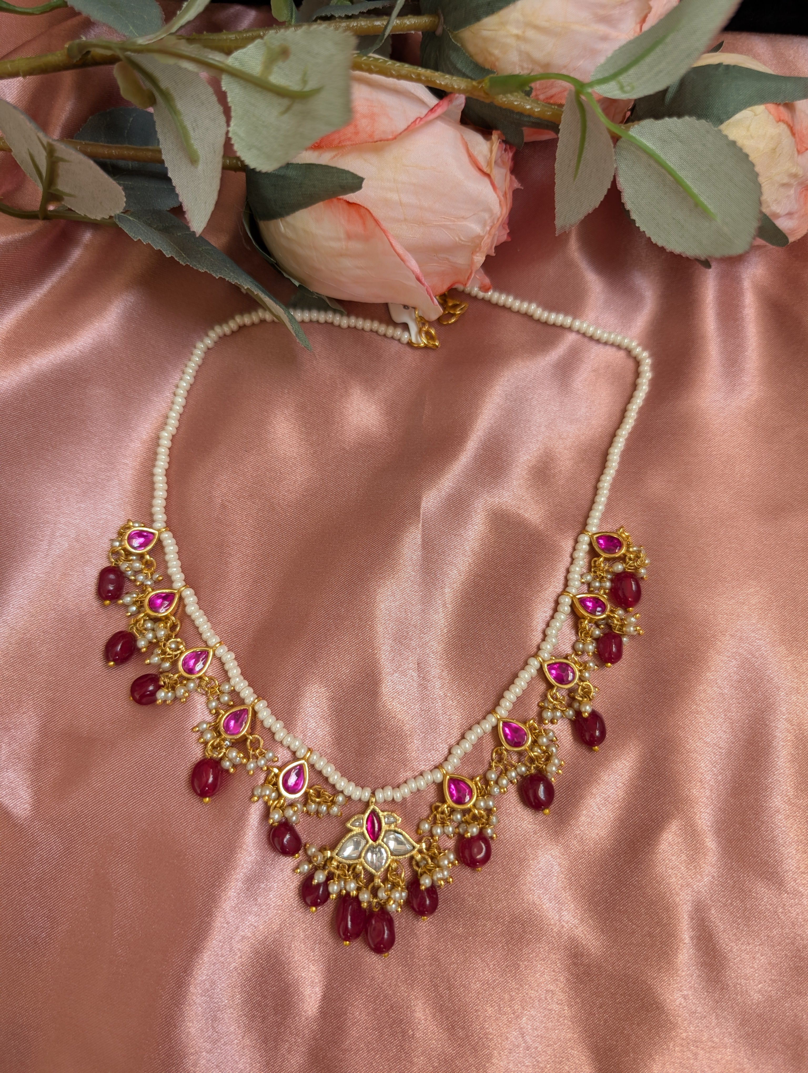 Ruby Kundan Pearl Necklace