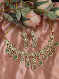 Multi Color Teardrop Polki Necklace with Earrings