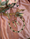 Green Stone Kundan Polki Necklace Set