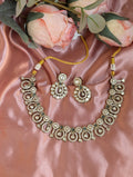 Silver Plated Kundan Drop Necklace Set with Traditional Dangling Design