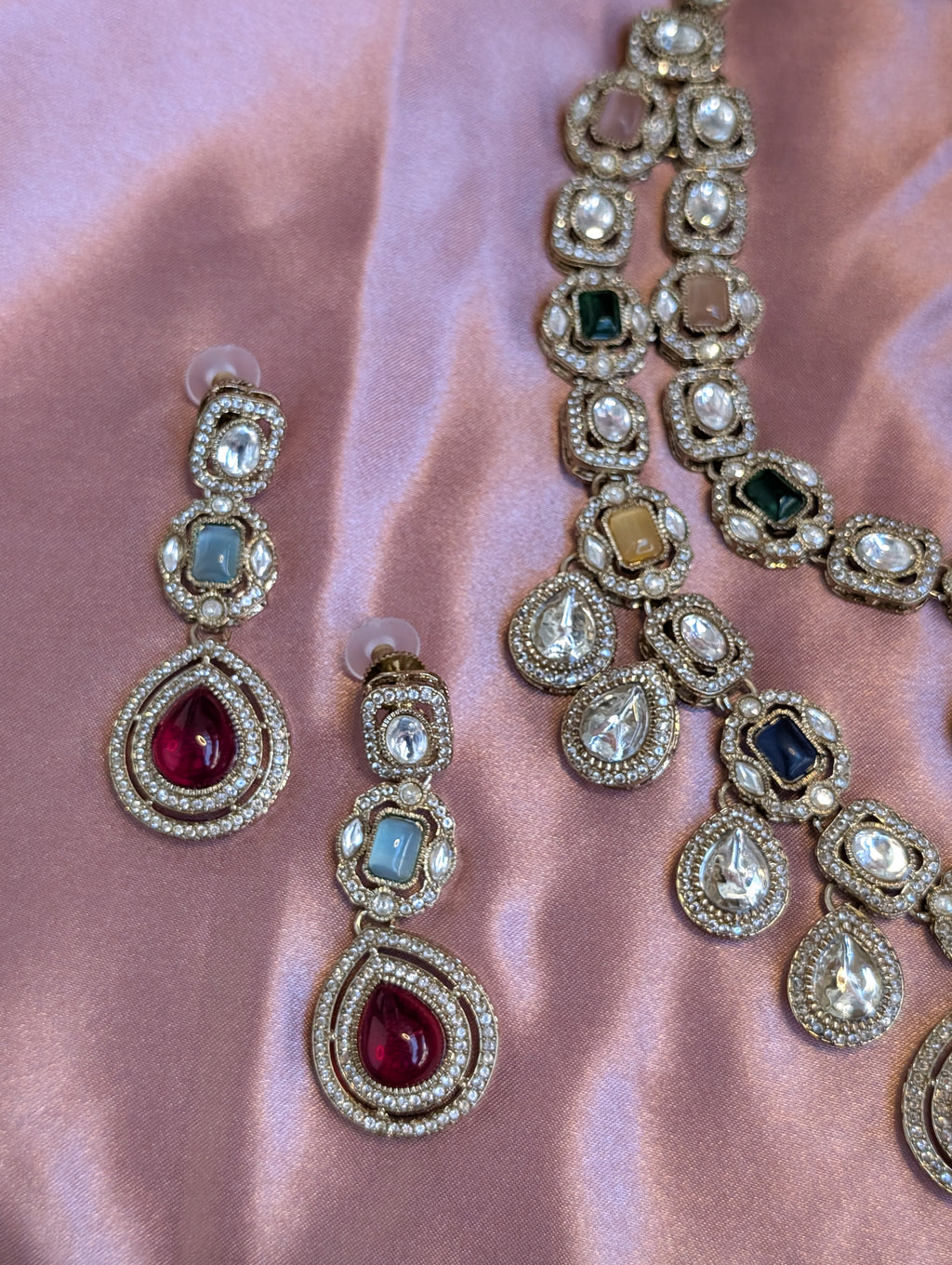 Noor Navratna Polki Statement Necklace Set